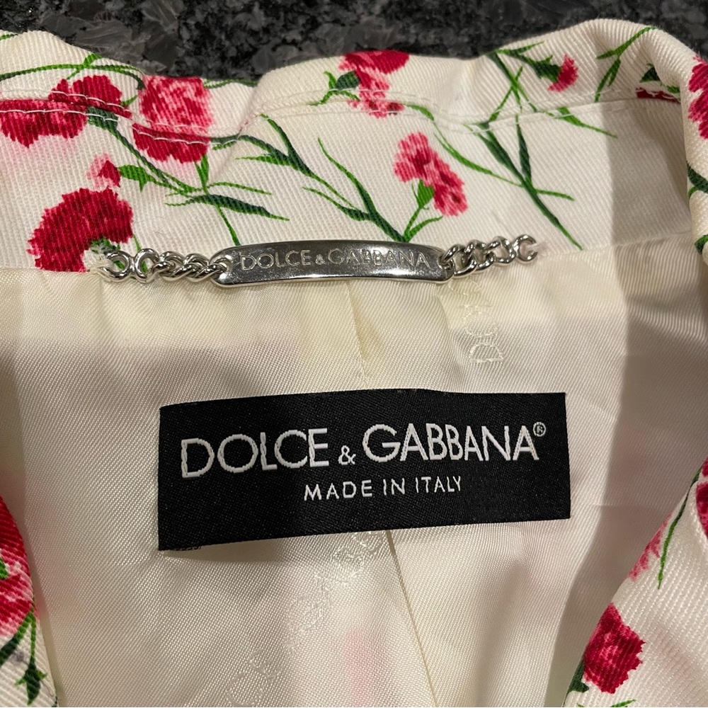 Vintage Dolce & Gabbana Blazer Floral Carnation Rose Size 42 - Picture 10 of 12
